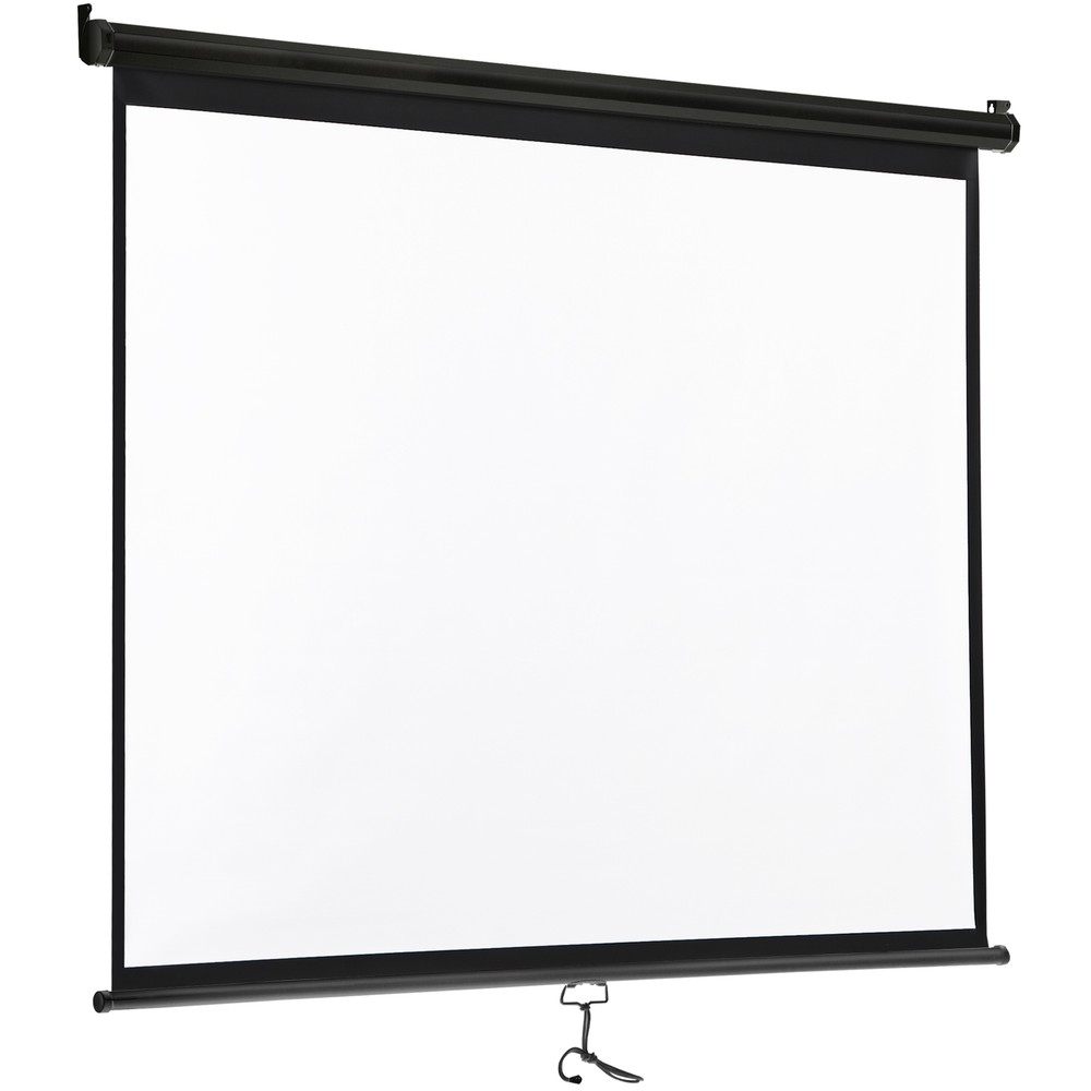 Projector Screen 72 Inch Diagonal Projection Screen Manual Pull Down 4:3HD Black
