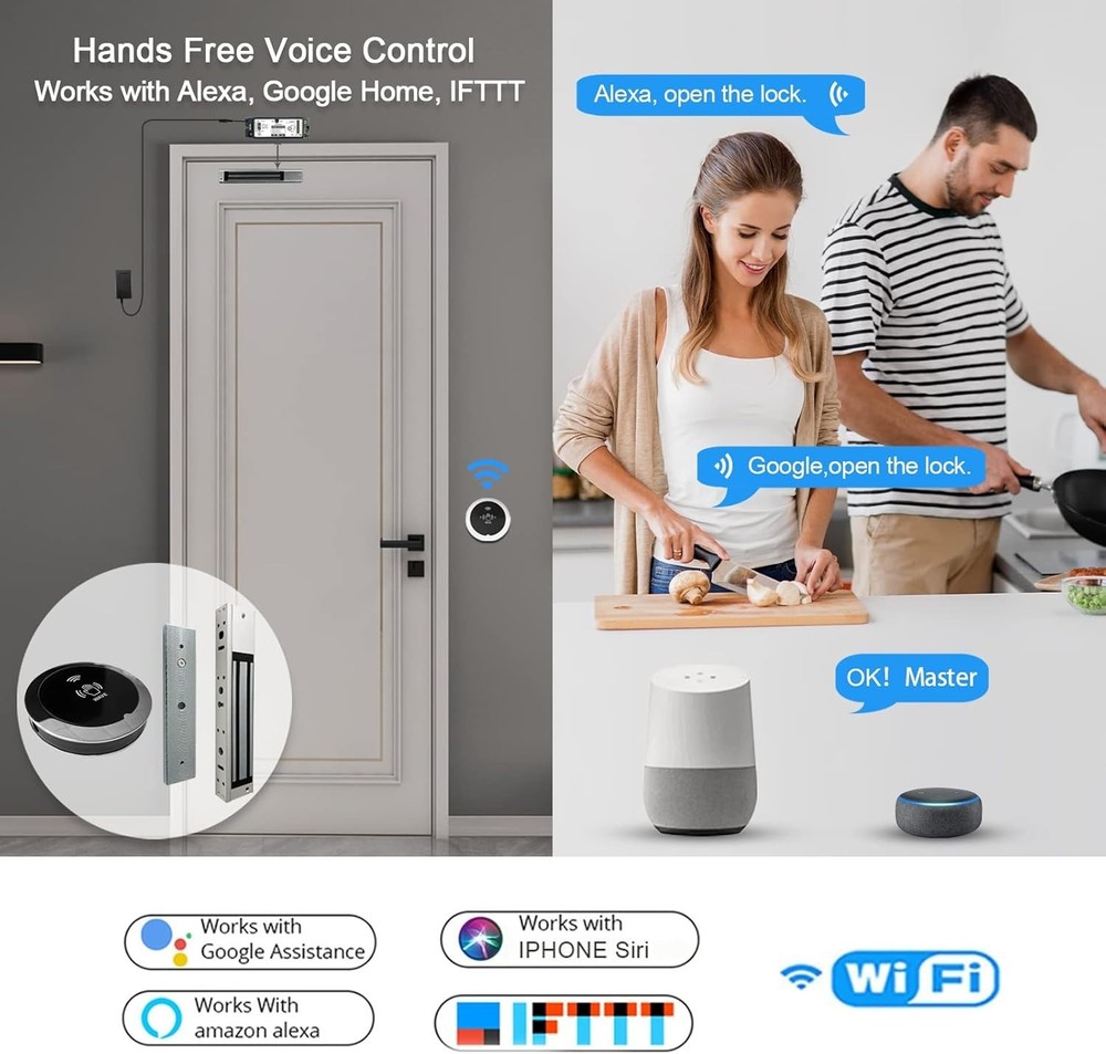 WiFi Magnetic Door Lock System Kit Wireless Remote App Touchless Control