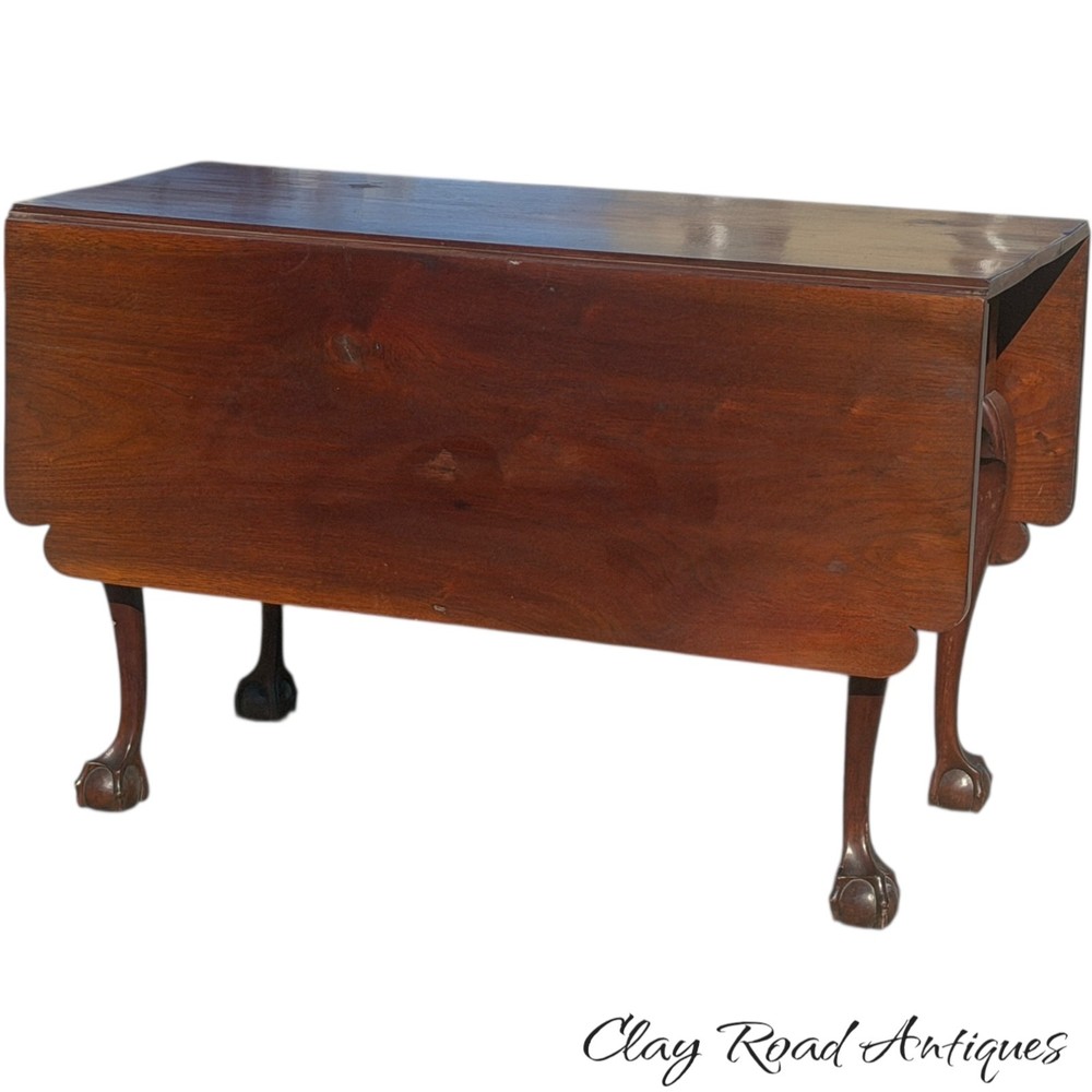 Antique Walnut Chippendale dining table 18th style ball & claw gate leg