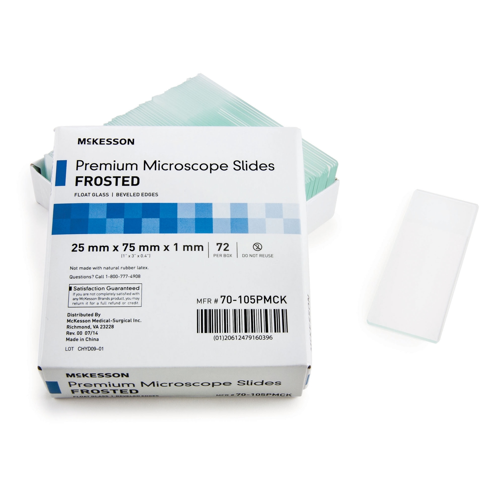 McKesson Glass Microscope Slides 25 X 75 X 1 mm Frosted End 72 pcs