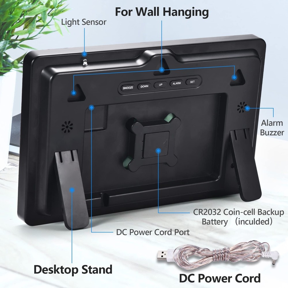 Digital Wall Clock11.5" LED Digital Alarm Clock Large Displaywith Remote Cont...