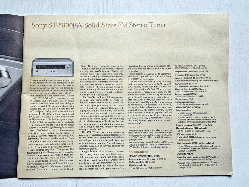 1968 Sony Stereo High Fidelity Components Catalog