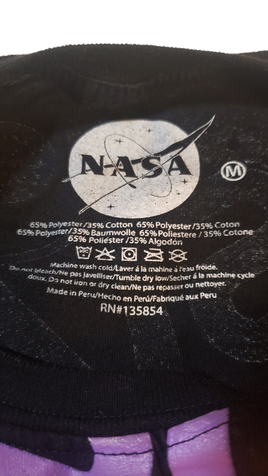 Nasa Boys Short Sleeve Crew Neck All Over Graphic Print Black T Shirt Size M