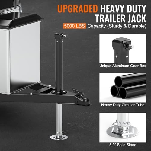 Upgraded A-Frame Trailer Jack Heavy-Duty (Electric Drill Adjust), Silver