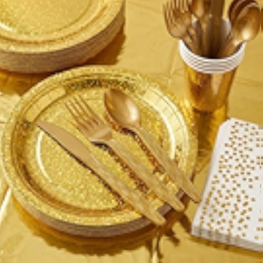 ling Star Patterned Disposable Tableware Set, 201 Pieces, Tablecloths