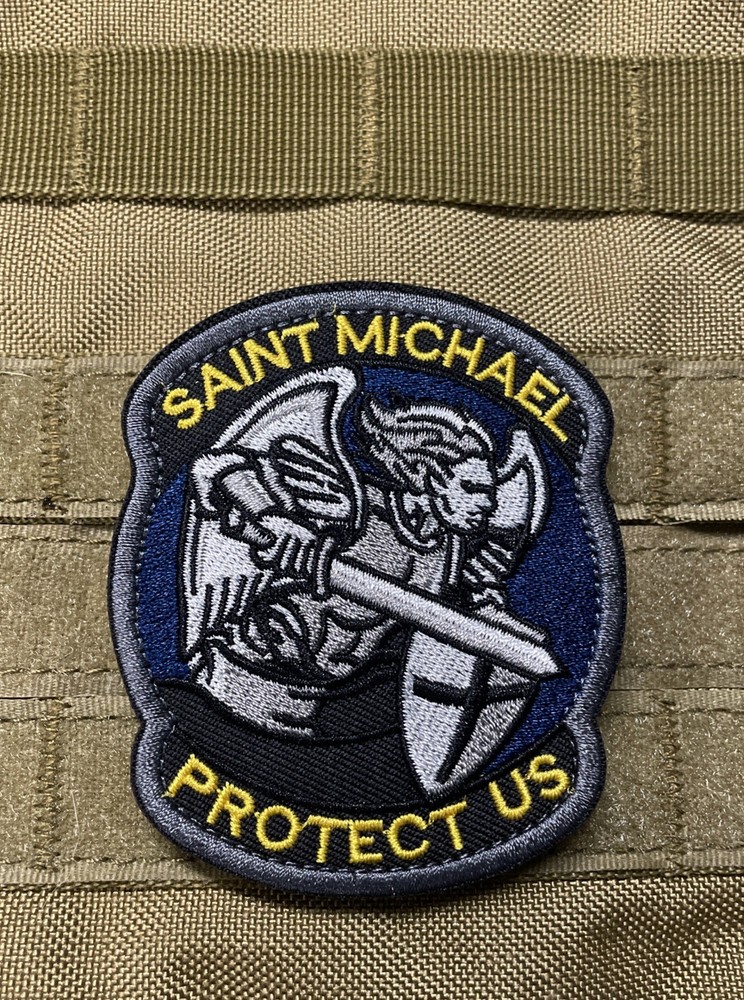 Saint Michael Protect Us Tactical Patron Airborne Army Hook Loop Patch Color