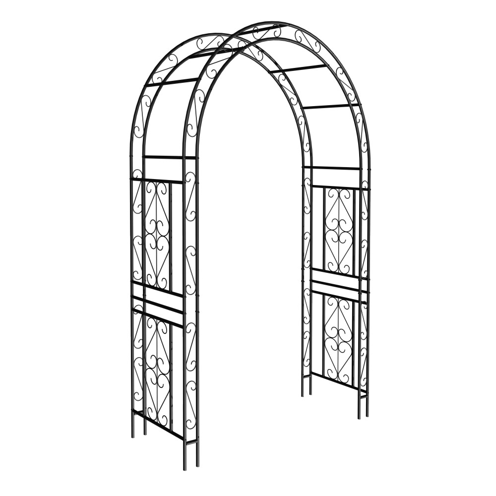 Black Metal Garden Arch 59x17.71x90.55 Inch Climbing Plants Support Rose Trellis