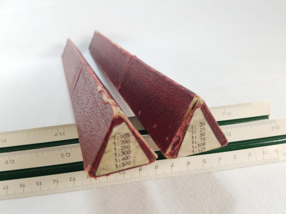 x2 Marabu 9070 Triangular Ruler 1:20 1:100 with Original Cases