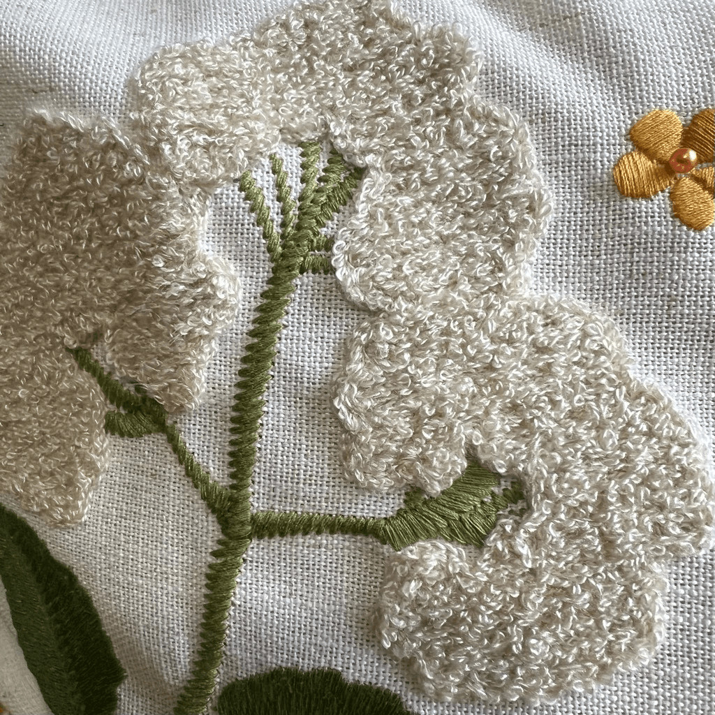 Embroidered Spring Wildflowers Throw Pillow Cover