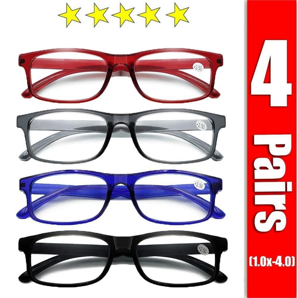 4Pair Unisex Unbreakable Lightweight Reading Glasses Blue Light Blocking Readers