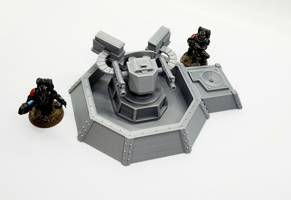 3d Printed Terrain for Tabletop Gaming Heavy Gun Turret.
