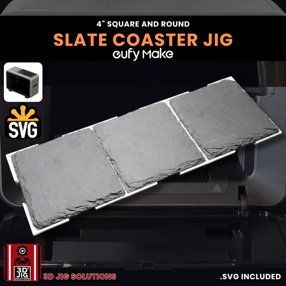 EufyMake E1 UV Printer Jig | 4" Round & Square Slate Coaster Template