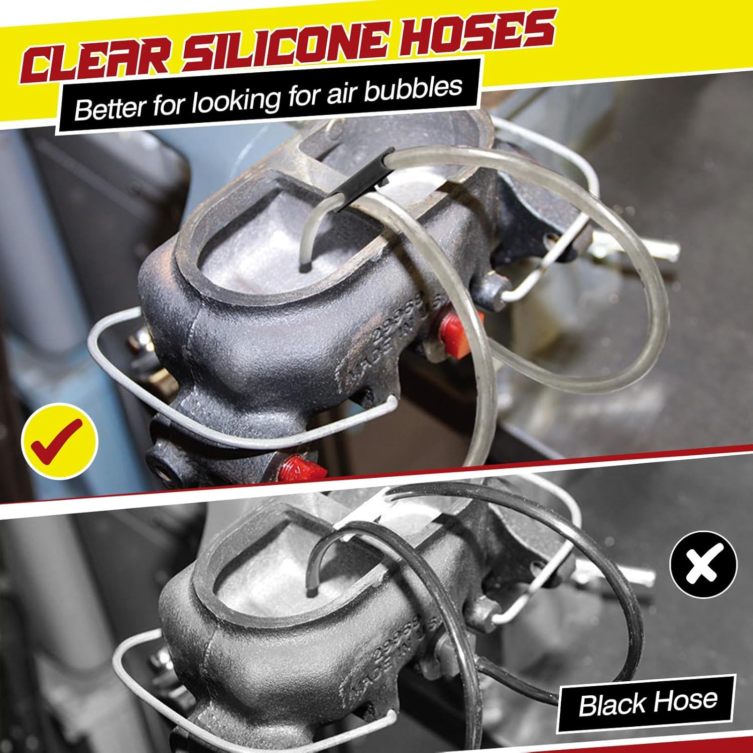 Master Cylinder Bleeder Kit Complete Brake Bleeder Kit with 22 in Clear Hose, Cl