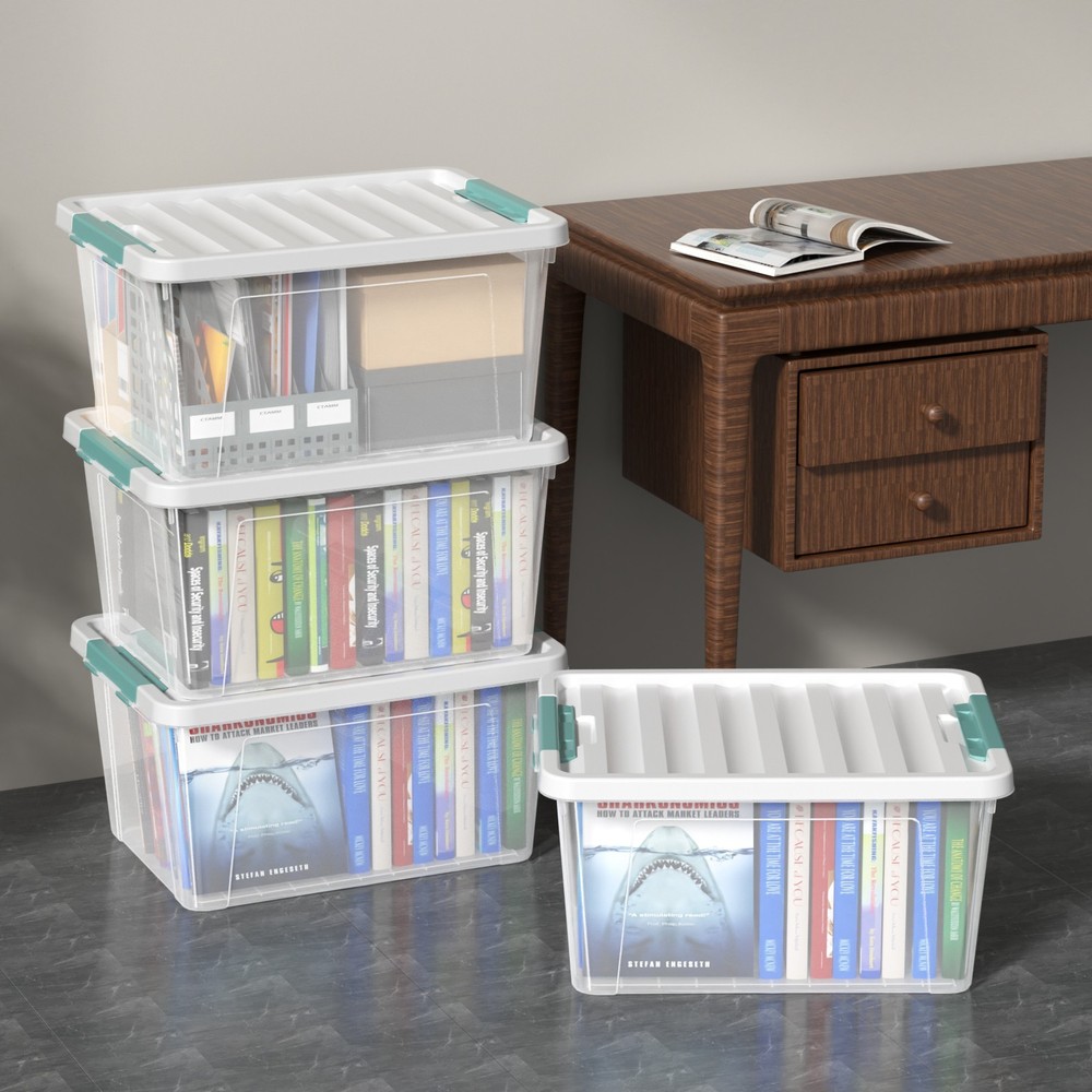 Knifefish 6-Pack 35 Quart Clear Plastic Storage Bins Box with Lids