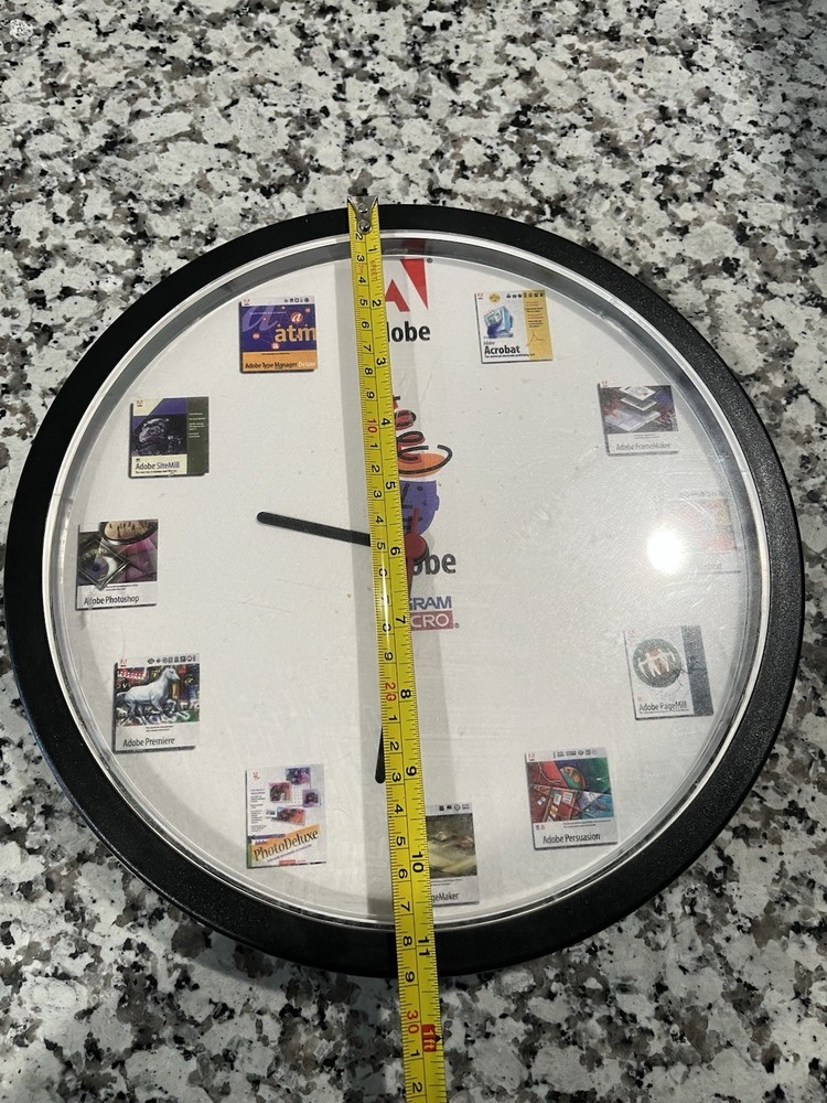 Adobe Clock 1990s Vintage Wall 11”Clock Photoshop