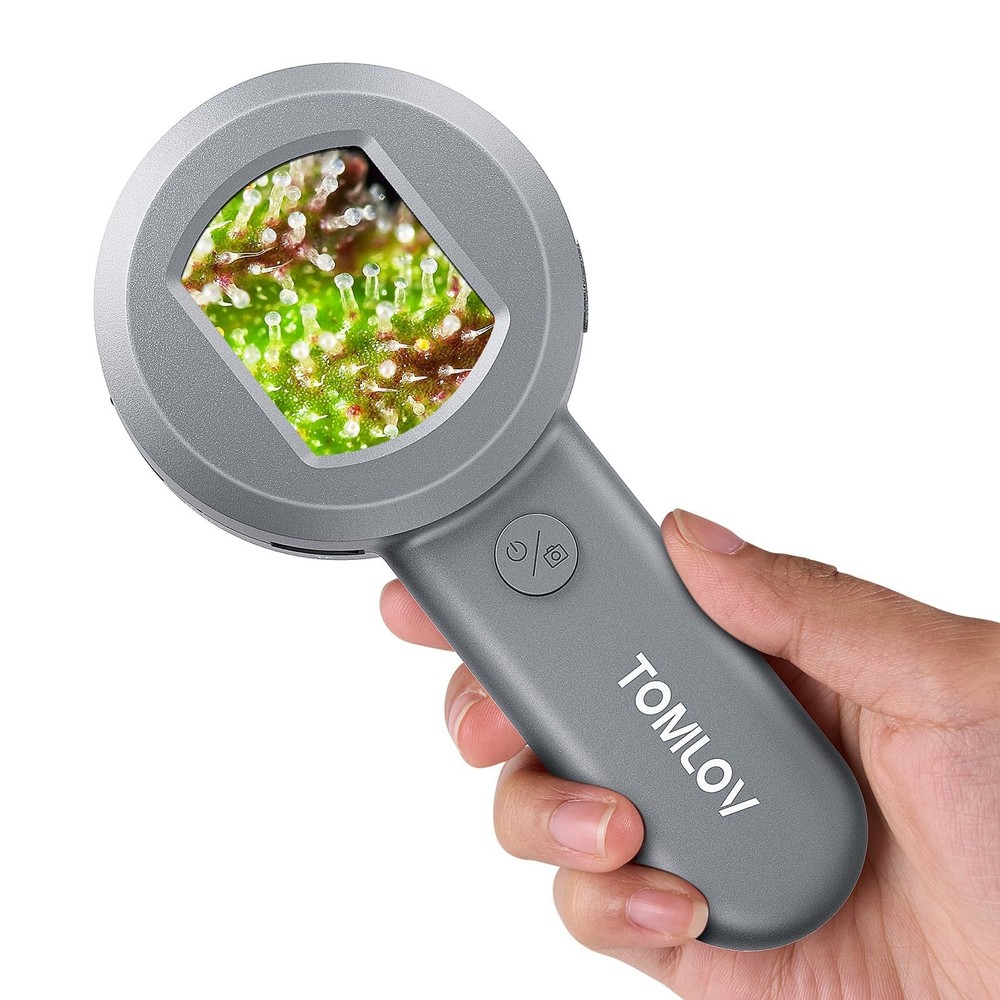 TOMLOV P10 Microscope for Adults Kids, Portable 100X Illuminated Grey