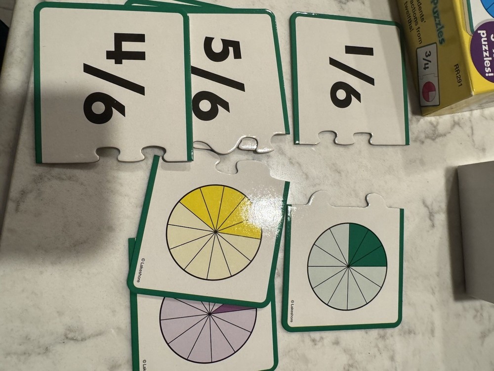 Lakeshore Learning Fractions Match-Up Puzzles in Excellent Condition Math