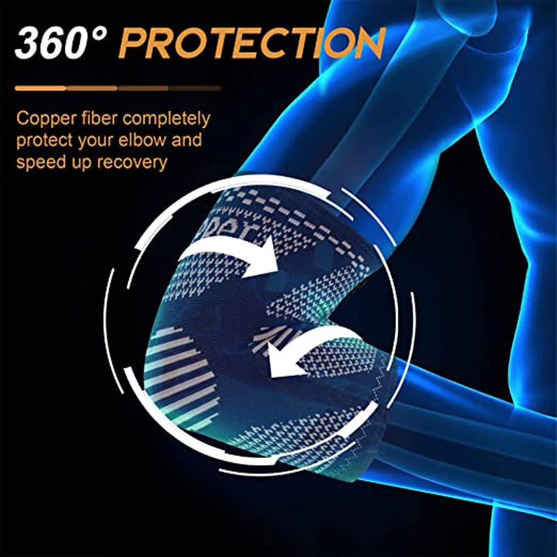 US Copper Elbow Brace Compression Support Sleeve Arthritis Tendonitis Joint Pain