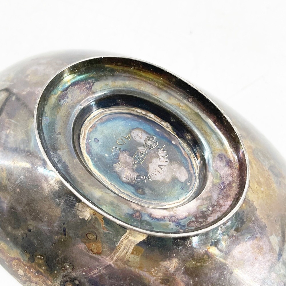 Vintage Carl Christiansen Denmark Red Enamel Sterling Silver Plated Nut Dish