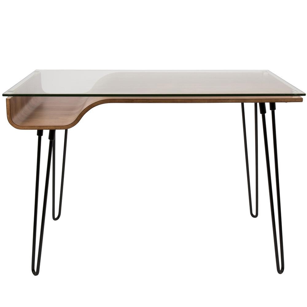 Walnut, Clear, Black Avery Desk