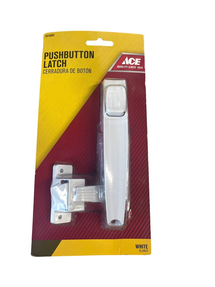 ACE White Pushbutton Latch Door Hardware Lock for 3/4"-1 1/4" Thick Doors