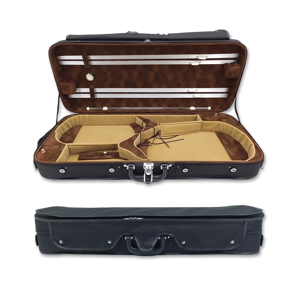 Adjustable 4/4 Full Size Double Violin Case Viola Case with 4 Bow Holders