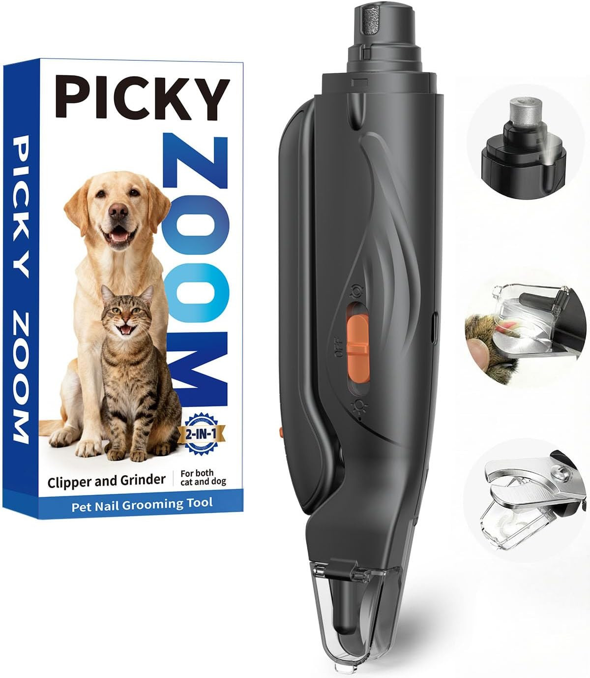 2-In-1 Dog & Cat Nail Clippers and Grinder with Light – Safety Guard to Avoid Ov