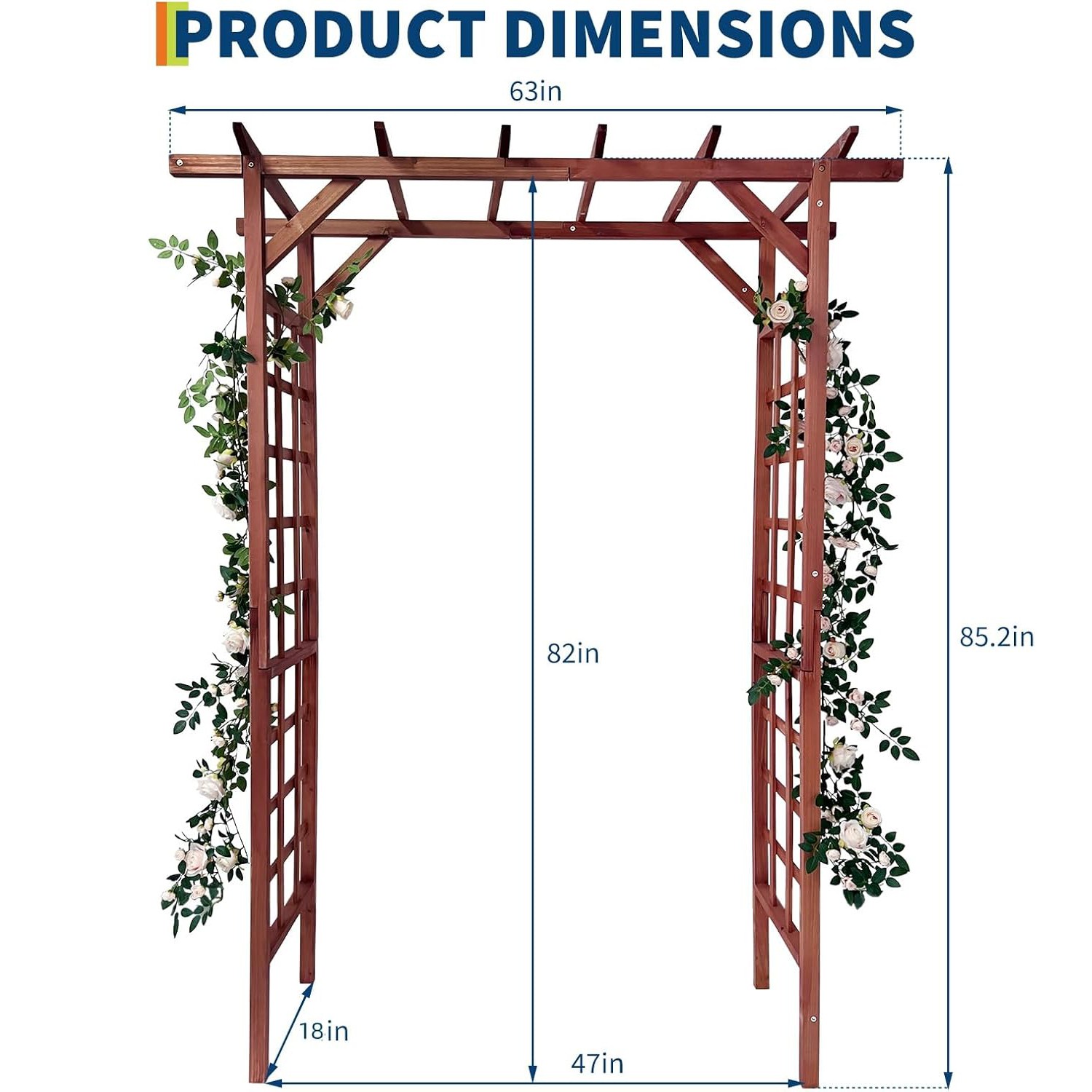 85''/7Ft Outdoor Wooden Garden Arbor Arch Trellis w/Flat Top for Climbing Plants