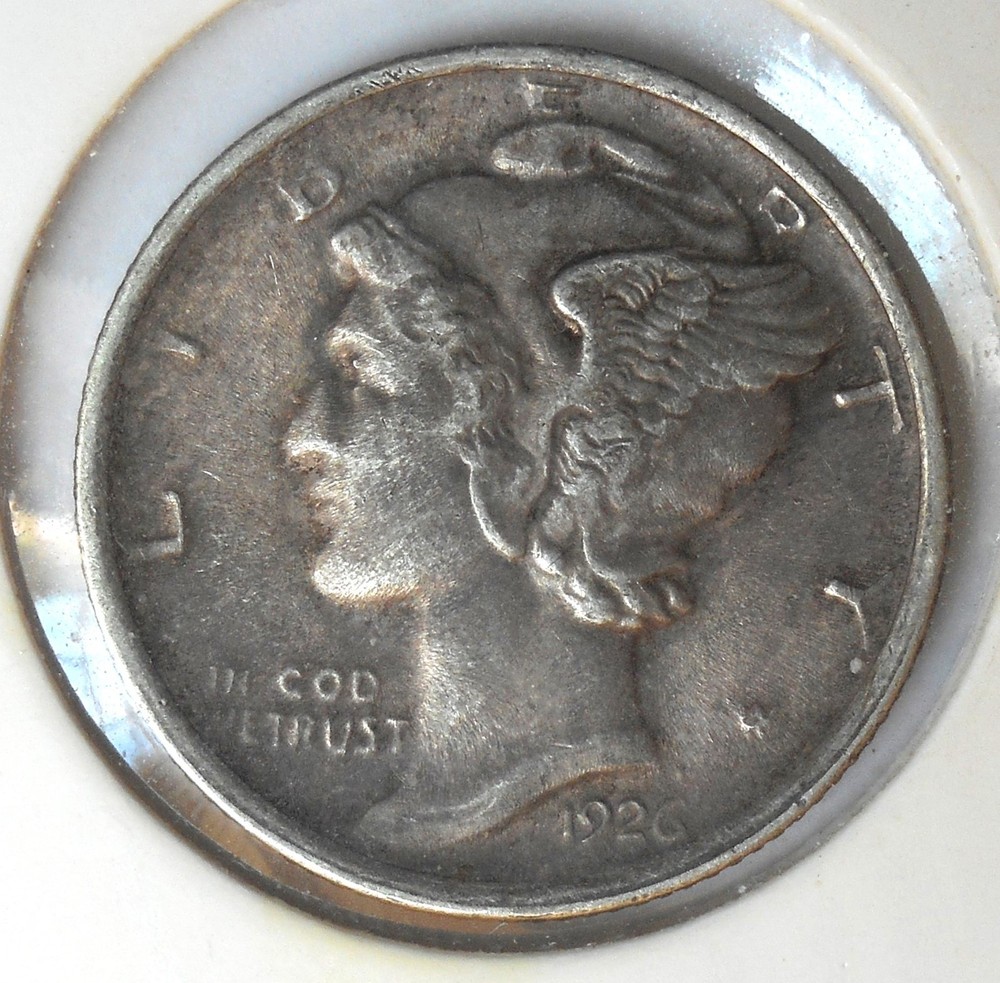 1926-d . Mercury Dime . AU . Original . Almost Uncirculated