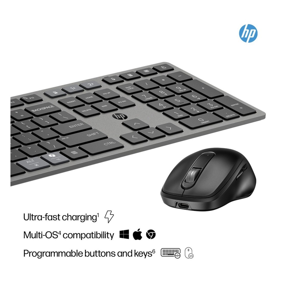 HP 725 Multi-Device Rechargeable Wireless Keyboard and Mouse Combo