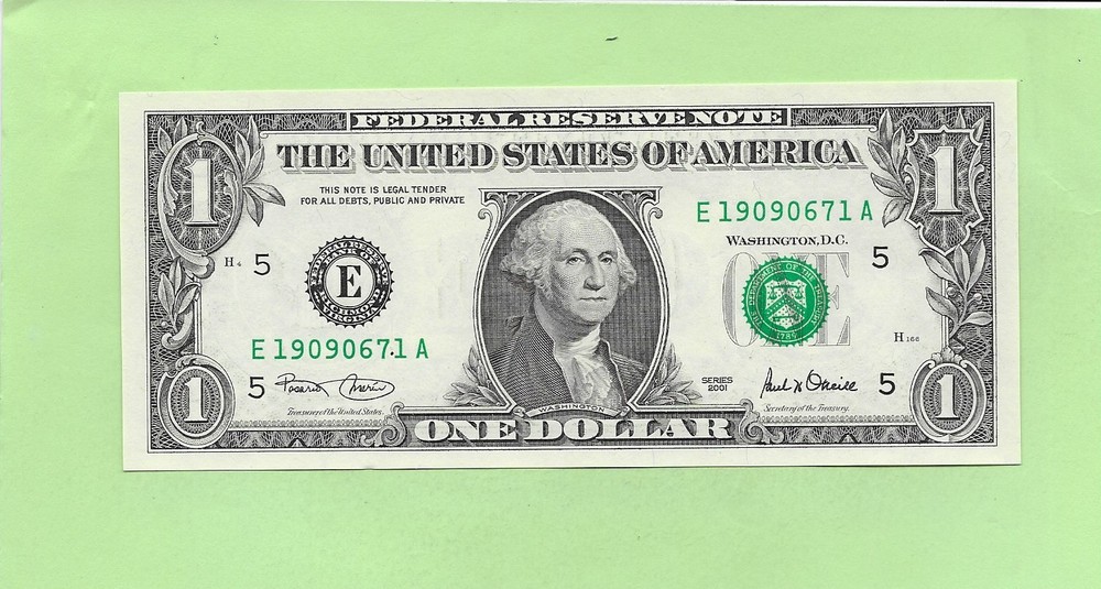 2001 ..UNCIRC $1  E 1909 0671 A  .... 2001 $1  E-A      NICE NOTE        FRN