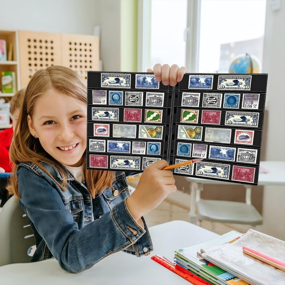 20 Sheets Stamp Pages Collector Stamp Collecting Album Binder Standard 9 Hole...