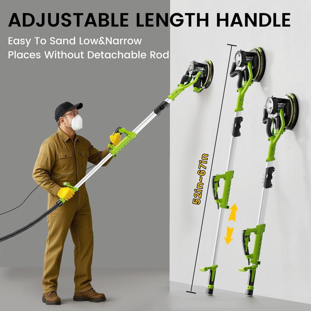 Drywall Sander, 1050W 7.2A Popcorn Ceiling Removal Tool, Automatic Drywall Sa...