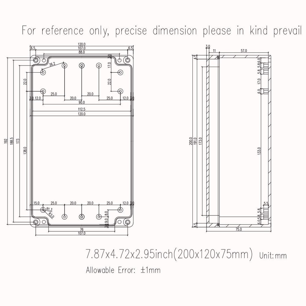 Junction Box, Project Box Outdoor Box ABS Electrical Boxes Electronic Enclos...