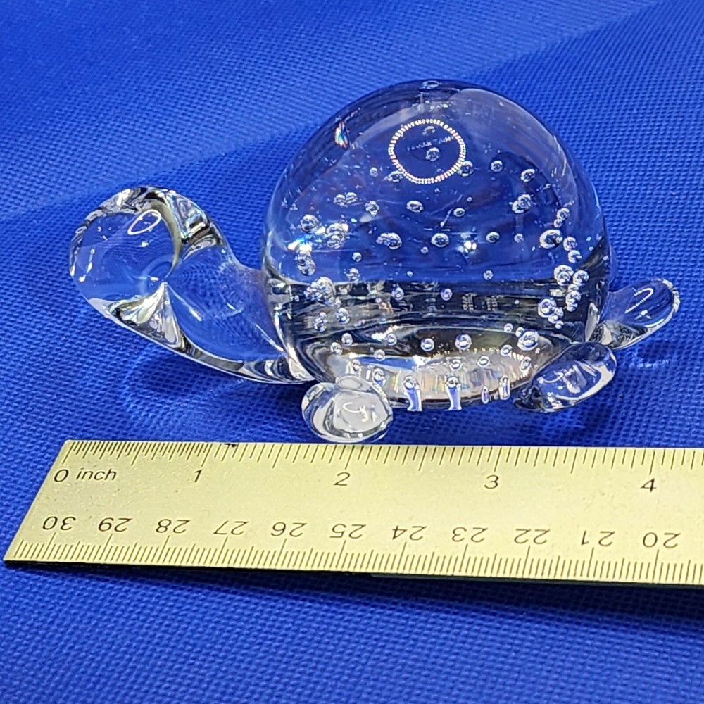 Clear Glass Turtle Controlled Bubble Figurine Paperweight