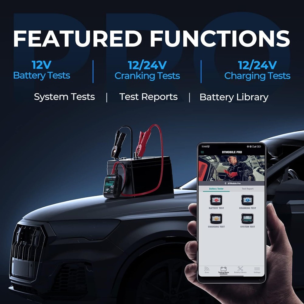 TOPDON BTMobile Pros Bluetooth 12V Battery Tester 100-2000 CCA Load Analyzer App