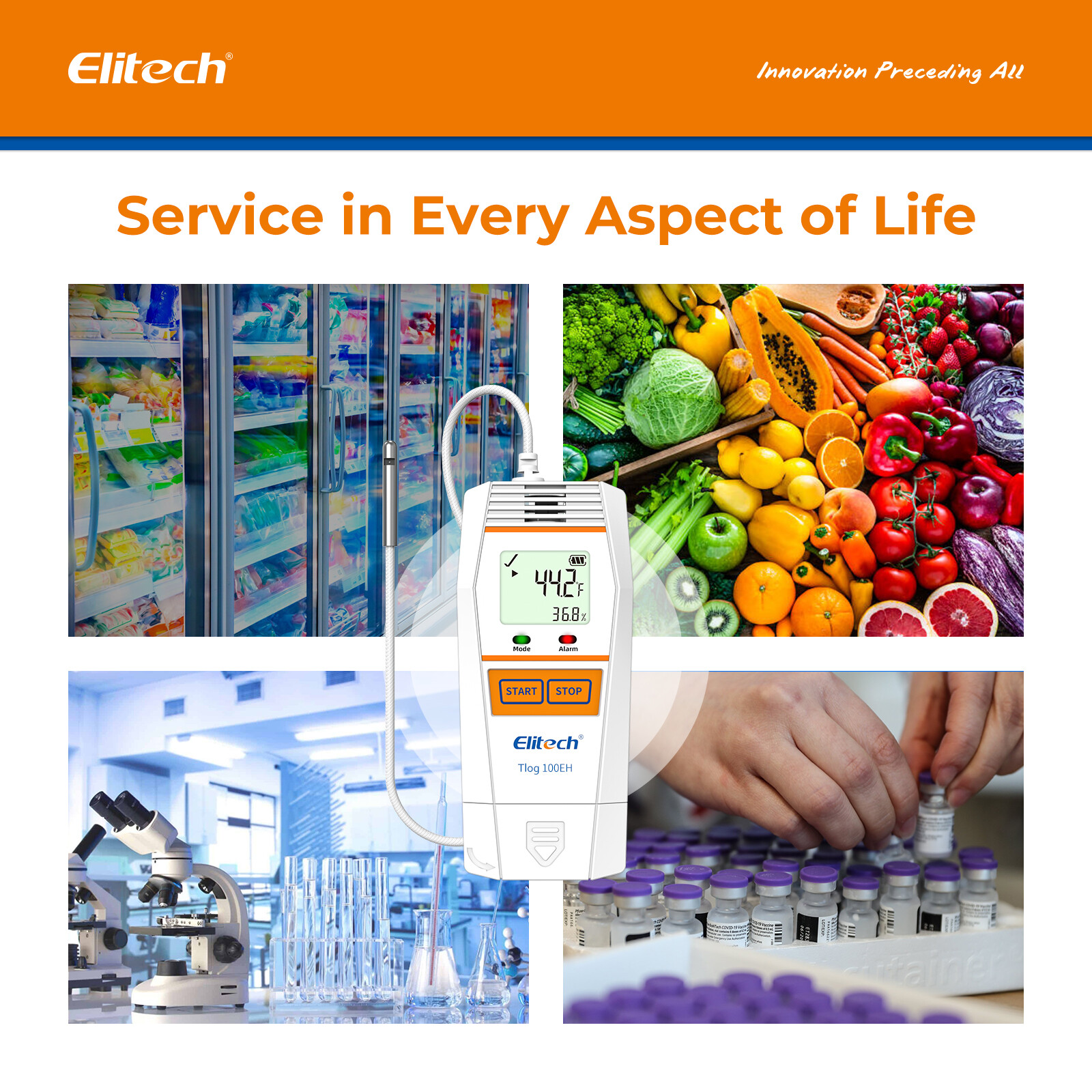 Elitech Tlog 100EH Temperature &Humidity Data Logger Reusable PDF Report USB