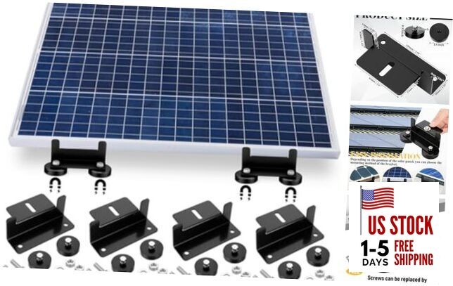 Pack 1200 Lbs No Drill Magnetic Solar Panel Mount Bracket Solar Panel 4 Black