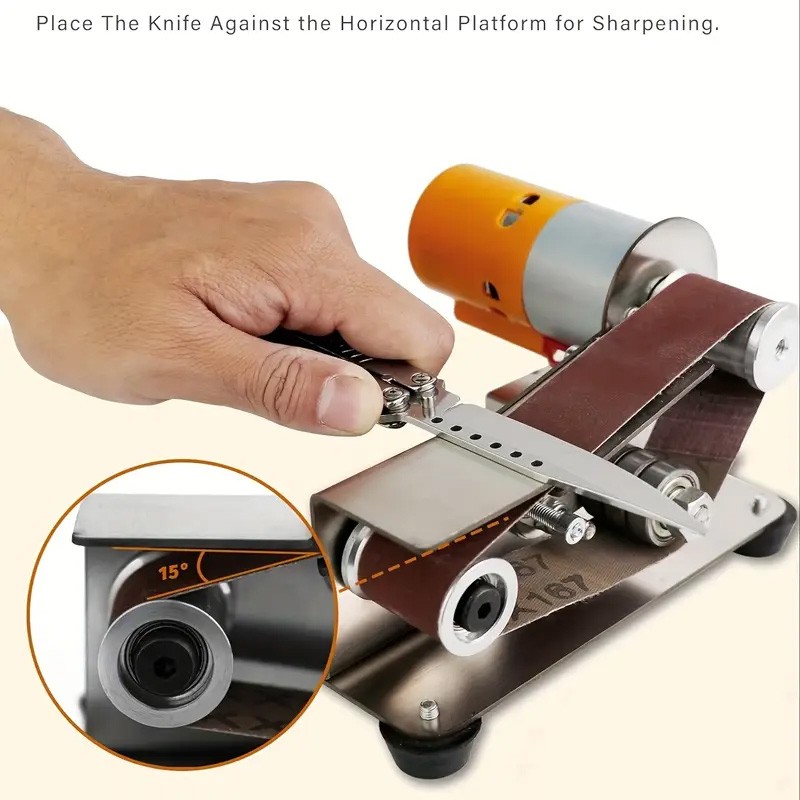 Mini Electric Belt Sander DIY Polishing Grinding Machine Cutter Edges Sharpener