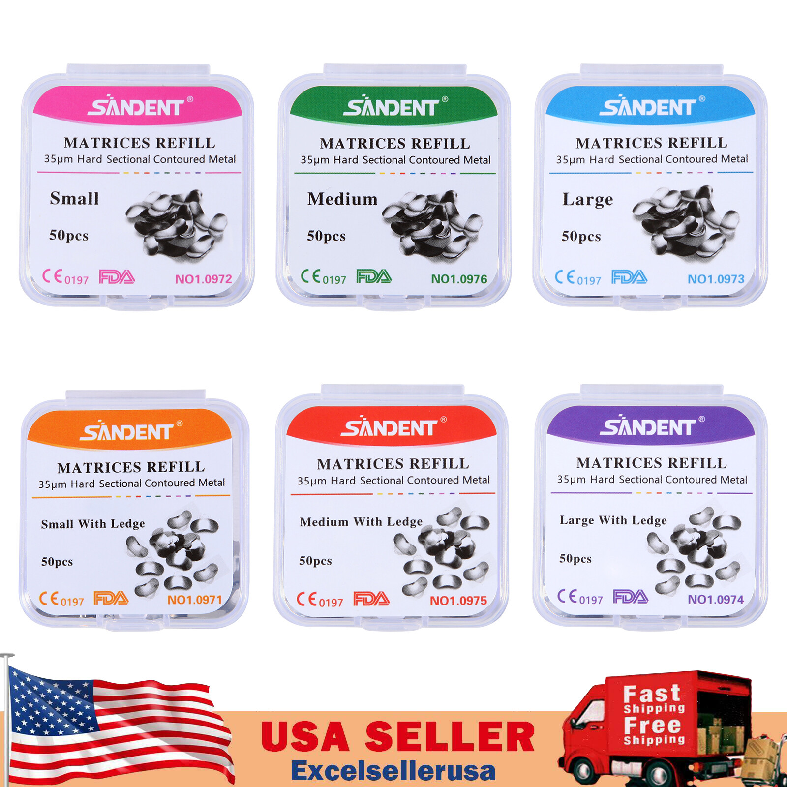 Dental Sectional Matrix System Contoured Metal Matrices Refill Matrix Bands 50x