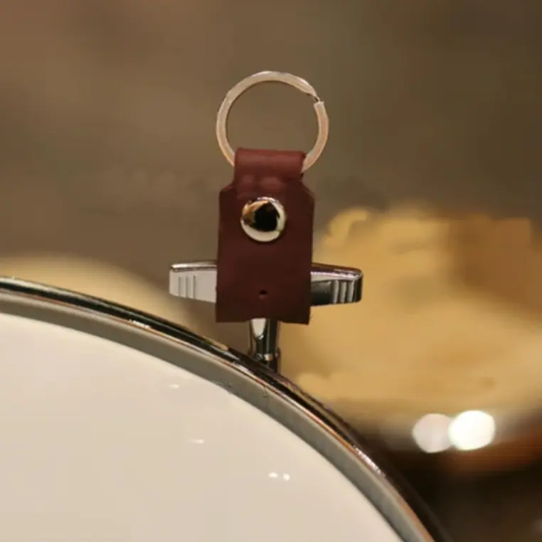 Leather Keychain with Removable Drum Key Snare Tom Tuning