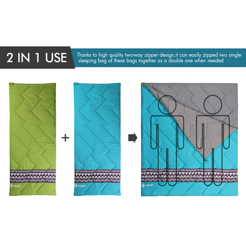 VILLEY Backpacking Camping Sleeping Bag Lightweight Sleep Bag w/Compression Sack