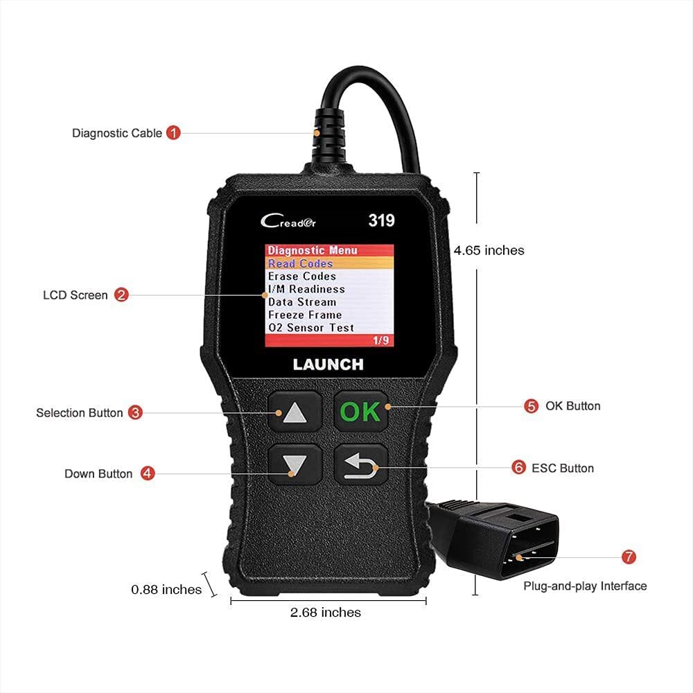 LAUNCH CR319 OBD2 Scanner Universal Car Fault Code Reader Engine Diagnostic Tool