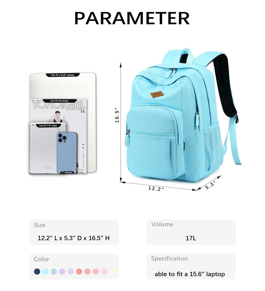 Classical Basic Travel Backpack for School Water Resistant Student Bookbag