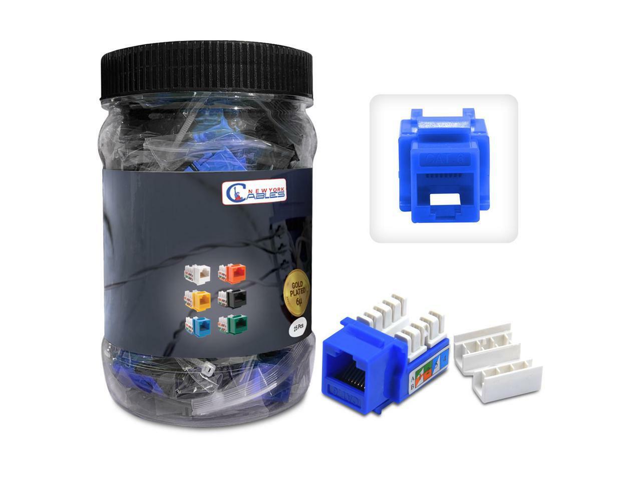 50 Pack Cat6 RJ45 Keystone Jacks 90? Network Connectors - 110 Punch Down 8P8C