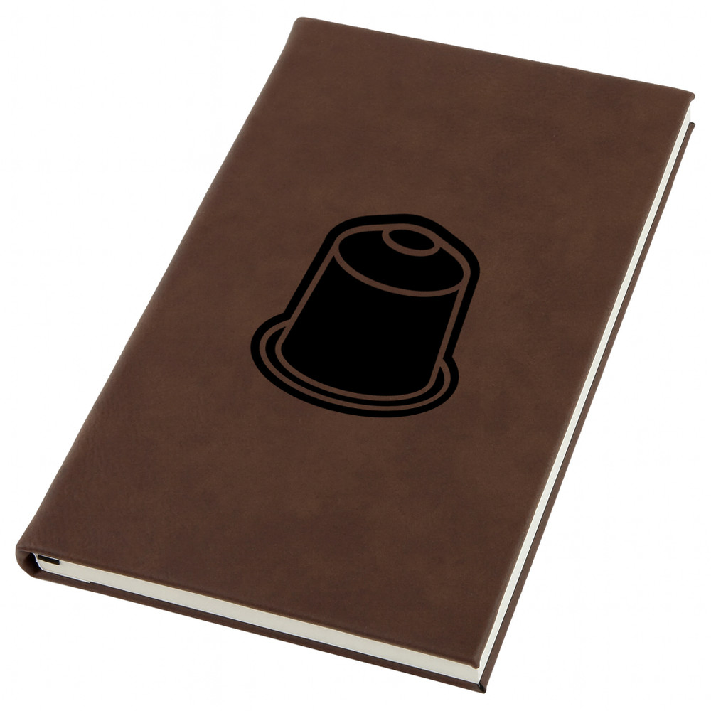 Coffee Capsule Engraved Leather Journal, Personal Planner with Lined Pages