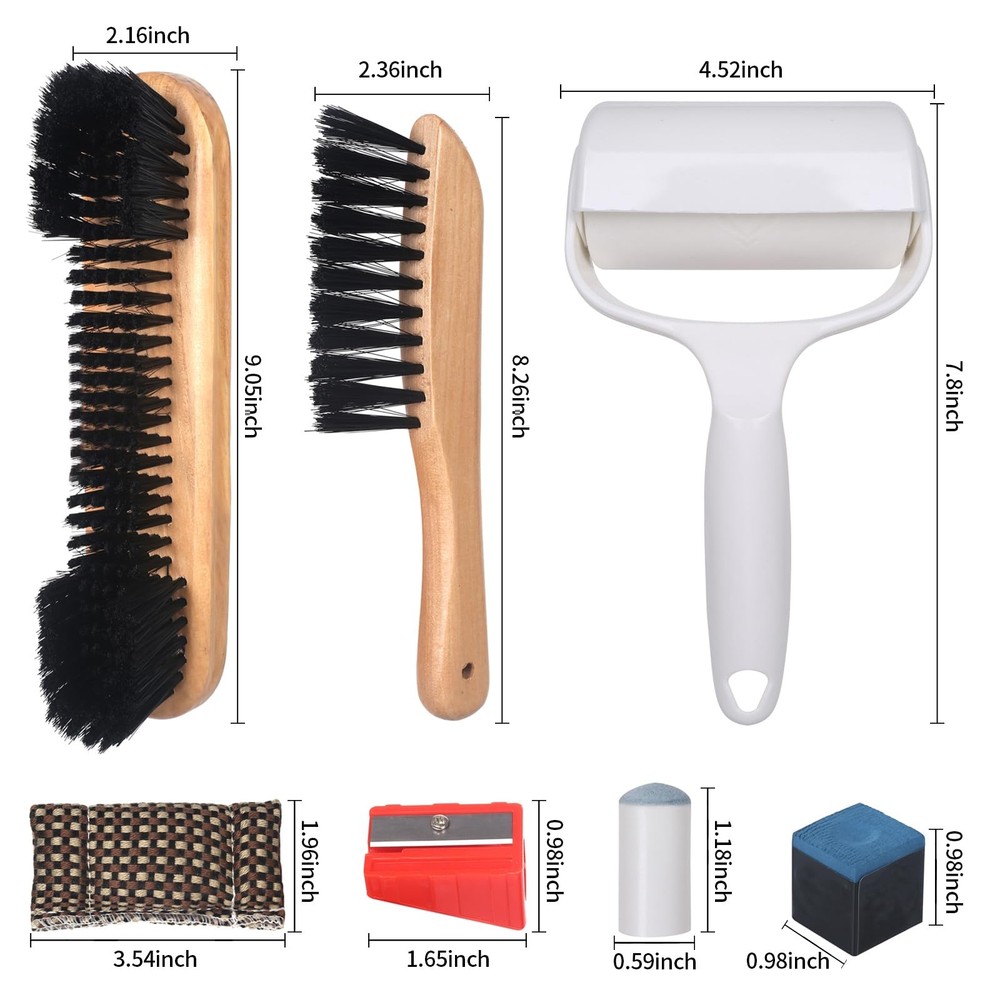 Billiards Pool Table Cleaning Set Pool Table Brush with 5 Pool Cue Chalk Cube...