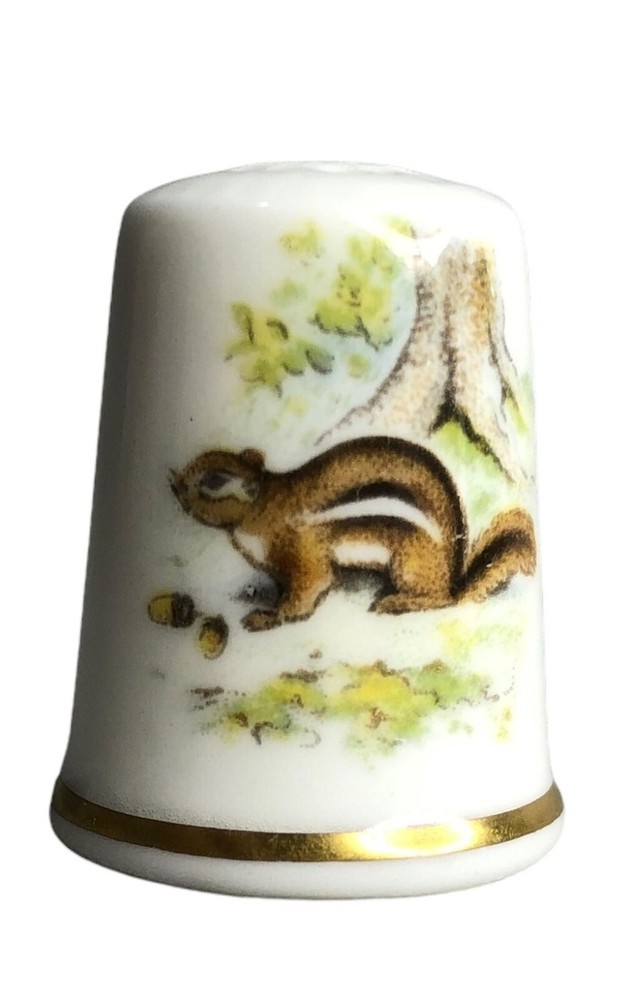 Royal Worcester Chipmunk Thimble Bone China Souvenir