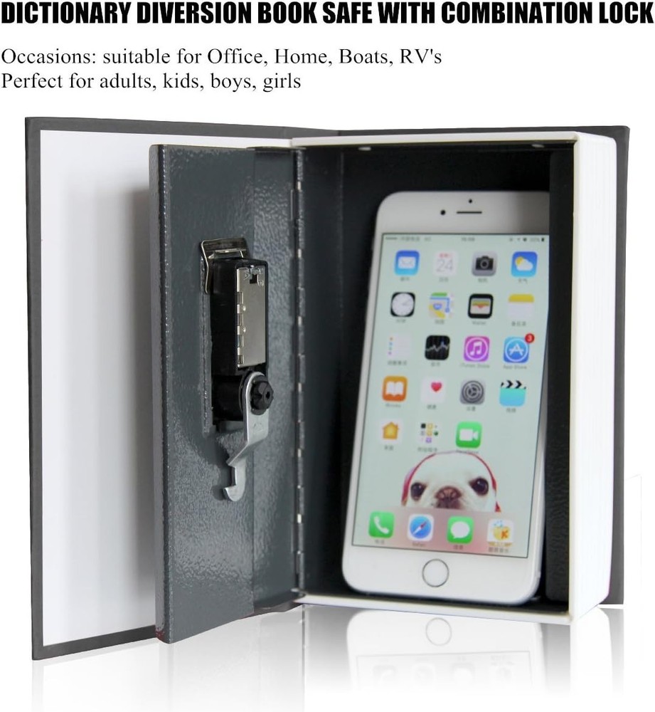 Multi-Functional Black Book Safe with Upgraded Combination Lock - Small & Secure