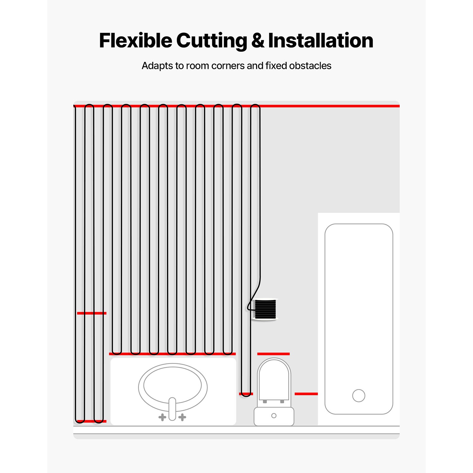 50 sqft Underfloor Heating Cable Kit 120V Electric Radiant with Alarm